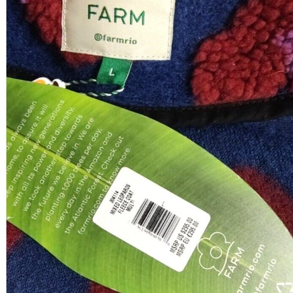 FARM Rio Coat L Mixed Leopards Fleece Coat Pink Multi Belted Cozy - Picture 11 of 15